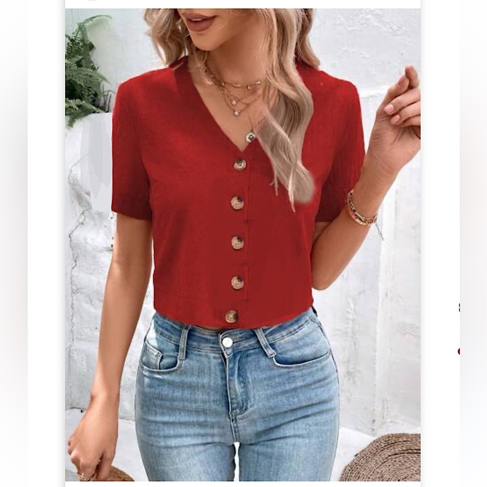 URBAN Romantics Red Button Down Top